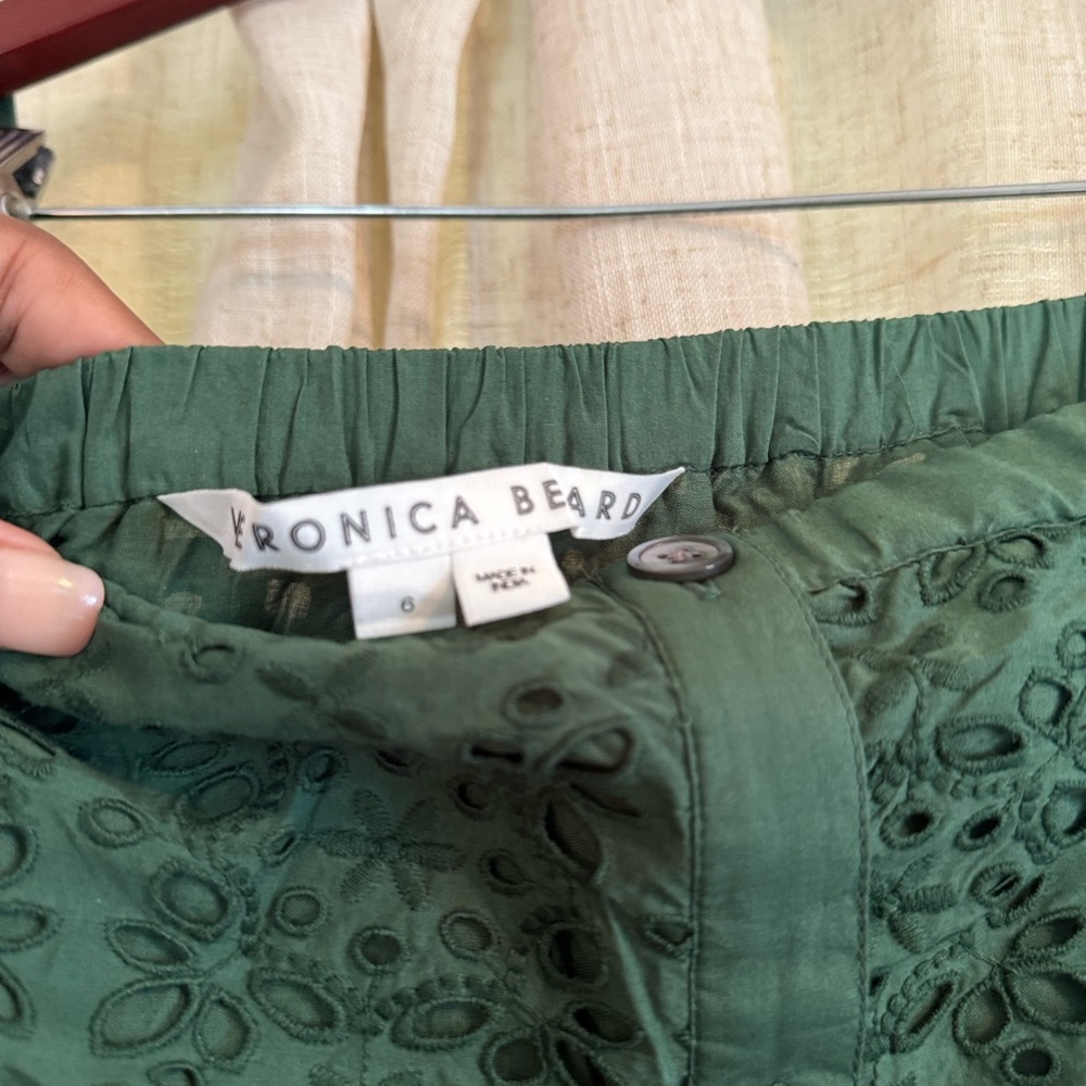 Veronica Beard Elegant Green Eyelet Midi Dress - Picture 3 of 6